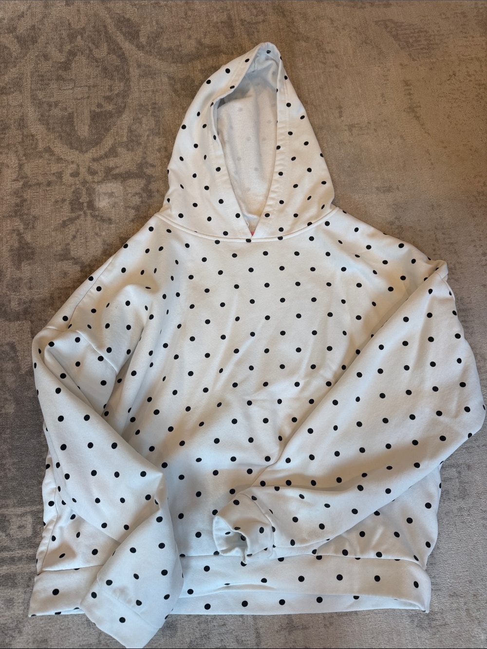 Edikted White Hoodie with Black Polka Dots